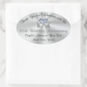 Gepersonaliseerde Diamond Bruiloft Jubileum Sticke Ovale Sticker (Tas)