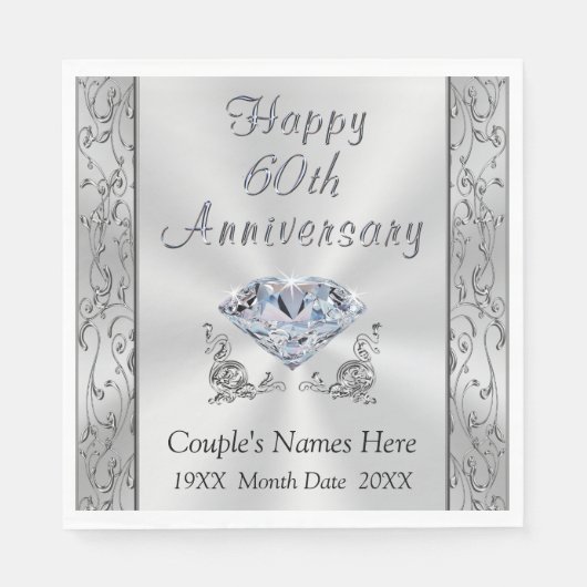 Gepersonaliseerde Diamond Jubileum servetten, prac Servet (Voorkant)