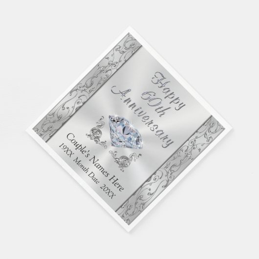 Gepersonaliseerde Diamond Jubileum servetten, prac Servet (Hoek)