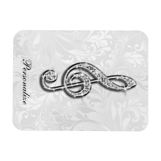 Gepersonaliseerde Diamond Music Note Bloemen Damas Magneet (Horizontaal)