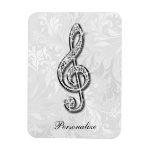 Gepersonaliseerde Diamond Music Note Bloemen Damas Magneet