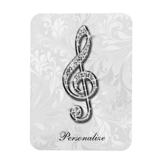 Gepersonaliseerde Diamond Music Note Bloemen Damas Magneet (Verticaal)
