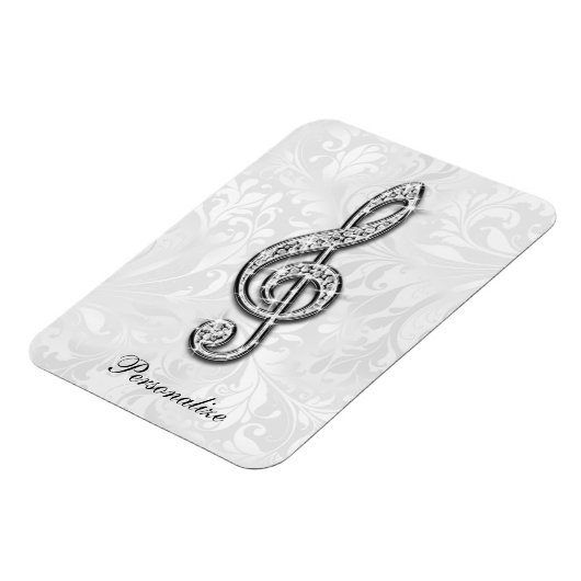 Gepersonaliseerde Diamond Music Note Bloemen Damas Magneet (Linkerzijde)