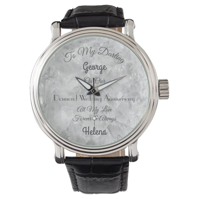 Gepersonaliseerde Diamond Wedding Jubileum Horloge (Voorkant)