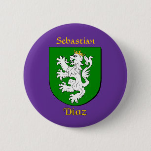 Gepersonaliseerde Diaz Historisch Schild Ronde Button 5,7 Cm