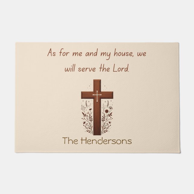 Gepersonaliseerde dienen de Heer en Cross Doormat Deurmat (Voorkant)