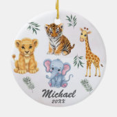 Gepersonaliseerde dieren Elephant Lion Tiger Giraf Keramisch Ornament (Achterkant)