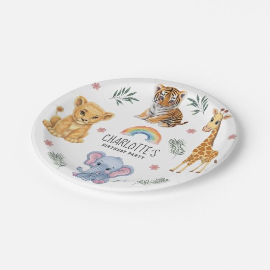 Gepersonaliseerde dieren Elephant Lion Tiger Giraf Papieren Bordje (Gekanteld)