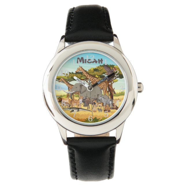 Gepersonaliseerde dieren van Afrika Horloge (Voorkant)