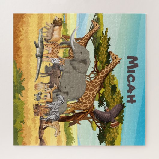 Gepersonaliseerde dieren van Afrika Legpuzzel (Horizontaal)