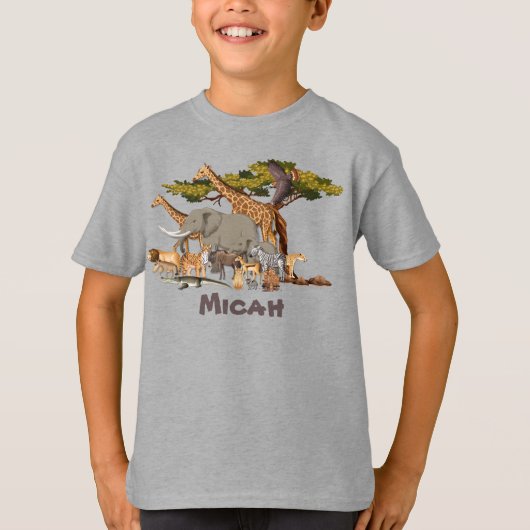 Gepersonaliseerde dieren van Afrika T-shirt (Voorkant)