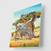 Gepersonaliseerde dieren van Afrika Vierkante Klok (Hoek)