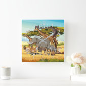 Gepersonaliseerde dieren van Afrika Vierkante Klok (Huis)