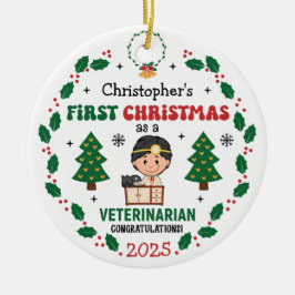 Gepersonaliseerde dierenarts Eerste Kerstboom Keramisch Ornament