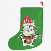 Gepersonaliseerde dierengroene kerstvoorraad kleine kerstsok (Achterkant)