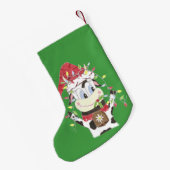 Gepersonaliseerde dierengroene kerstvoorraad kleine kerstsok (Achterkant (Hangend))