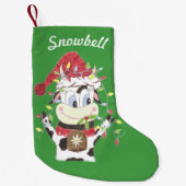Gepersonaliseerde dierengroene kerstvoorraad kleine kerstsok (Voorkant)