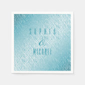 Gepersonaliseerde Dierenprint Blauw Glitter Glam Servet (Voorkant)