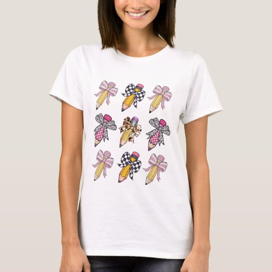 Gepersonaliseerde dierenprint coquette bogen t-shirt (Voorkant)