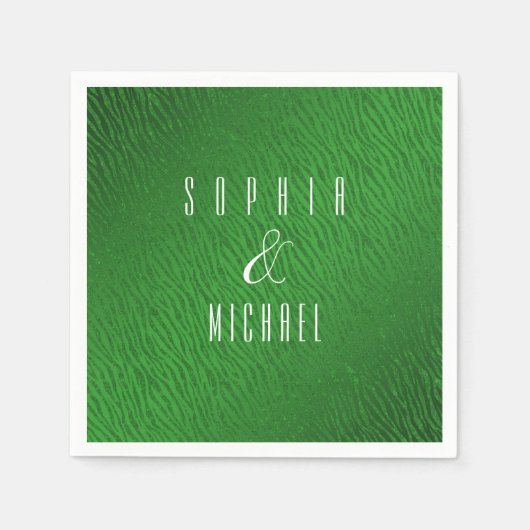 Gepersonaliseerde Dierenprint Groene Glitter Glam Servet (Voorkant)