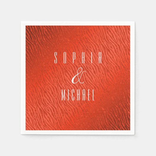 Gepersonaliseerde Dierenprint Rode Glitter Glam Servet (Voorkant)