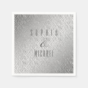 Gepersonaliseerde Dierenprint Zilveren Glitter Gla Servet