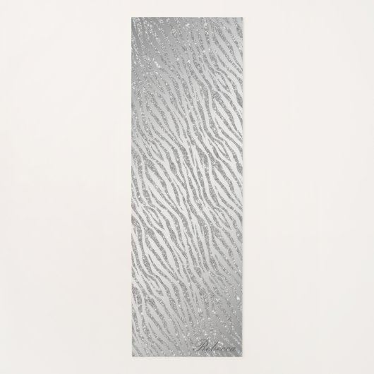 Gepersonaliseerde Dierenprint Zilveren Glitter Gla Yogamat (Voorkant)