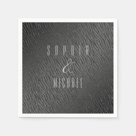 Gepersonaliseerde Dierenprint Zwart Glitter Glam Servet (Voorkant)