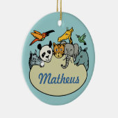Gepersonaliseerde dierentuin familie dieren keramisch ornament (Rechts)
