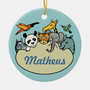 Gepersonaliseerde dierentuin familie dieren keramisch ornament