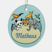 Gepersonaliseerde dierentuin familie dieren keramisch ornament (Links)