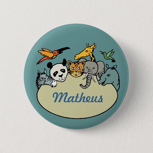 gepersonaliseerde dierentuindieren ronde button 5,7 cm (Voorkant)