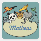 gepersonaliseerde dierentuindieren vierkante sticker (Voorkant)