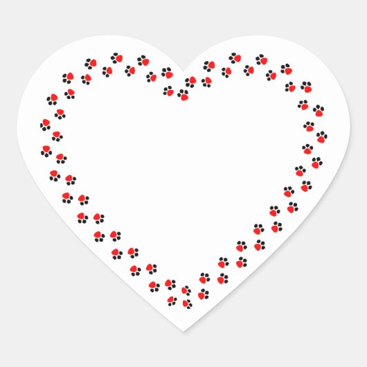 Gepersonaliseerde dierlijk hart poot hart sticker (Voorkant)