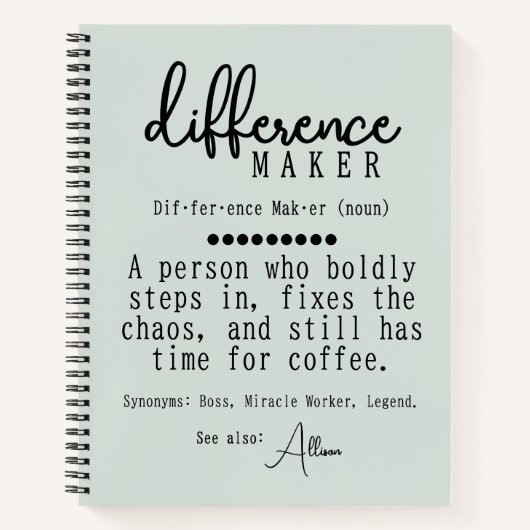 Gepersonaliseerde Difference Maker Definition Jour Notitieboek (Voorkant)