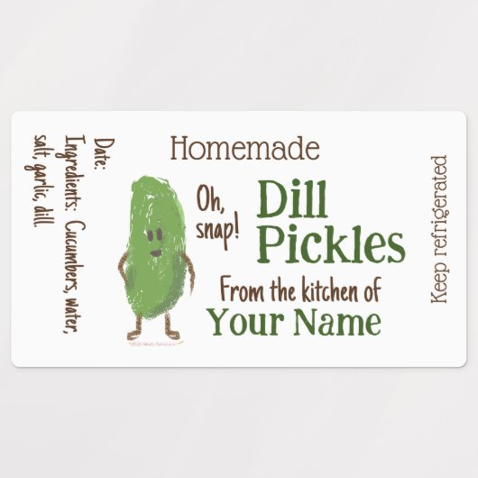 Gepersonaliseerde dille augurken grappige komkomme labels (Design 1)