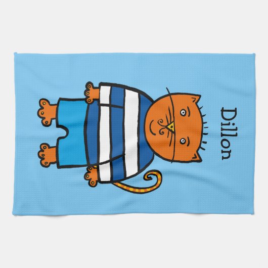 Gepersonaliseerde Dillon de kat Theedoek (Horizontaal)
