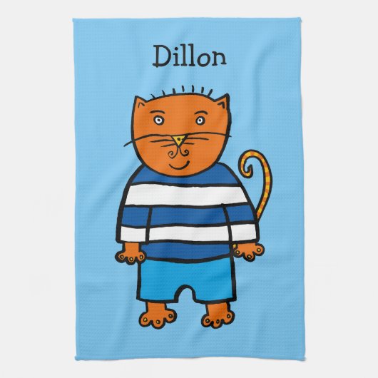 Gepersonaliseerde Dillon de kat Theedoek (Verticaal)