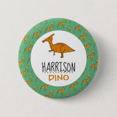 Gepersonaliseerde dinenaam, Dinosaur Ronde Button 5,7 Cm (Voorkant)