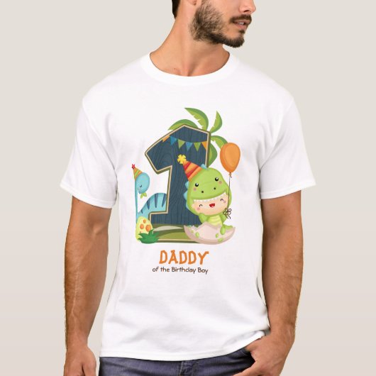 Gepersonaliseerde Dino Birthday-shirt voor papa T-shirt (Voorkant)