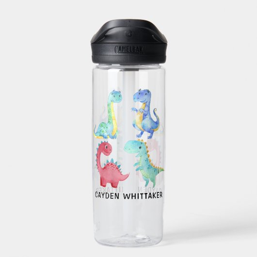 Gepersonaliseerde Dino Collage Drinkware Waterfles (Achterkant)