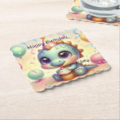 Gepersonaliseerde Dino Delight Paper-Onderzetters Kartonnen Onderzetters (Gebogen)