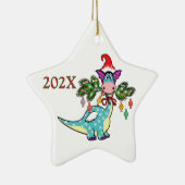 Gepersonaliseerde Dino Kerstmis Keramisch Ornament (Rechts)