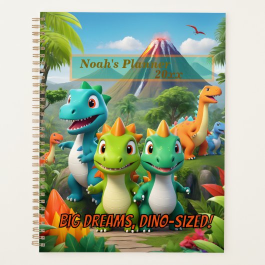Gepersonaliseerde Dinosaur Adventure Planner met C (Voorkant)