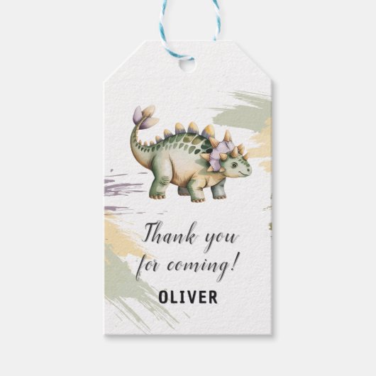Gepersonaliseerde Dinosaur Bedankt Cadeaulabel (Voorkant)