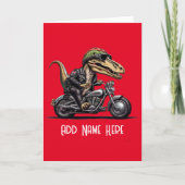 Gepersonaliseerde Dinosaur Biker Kaart (Voorkant)