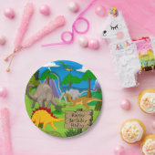 Gepersonaliseerde Dinosaur Birthday Papieren Bordje (Feest)
