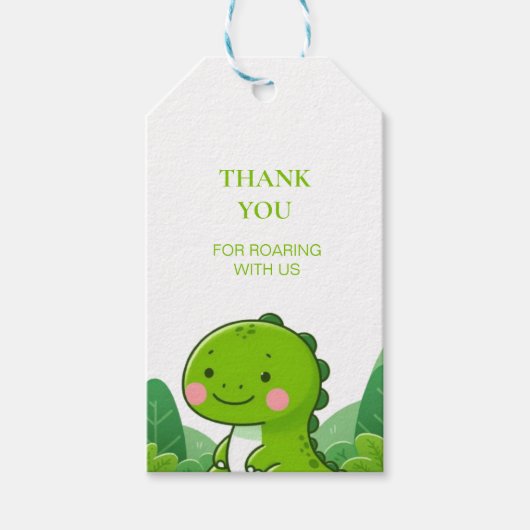 Gepersonaliseerde Dinosaur Birthday Party Cadeaulabel (Voorkant)