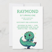 Gepersonaliseerde Dinosaur Birthday Party Kaart (Voorkant)