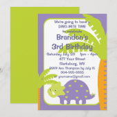 Gepersonaliseerde Dinosaur Birthday Party Kaart (Voorkant / Achterkant)